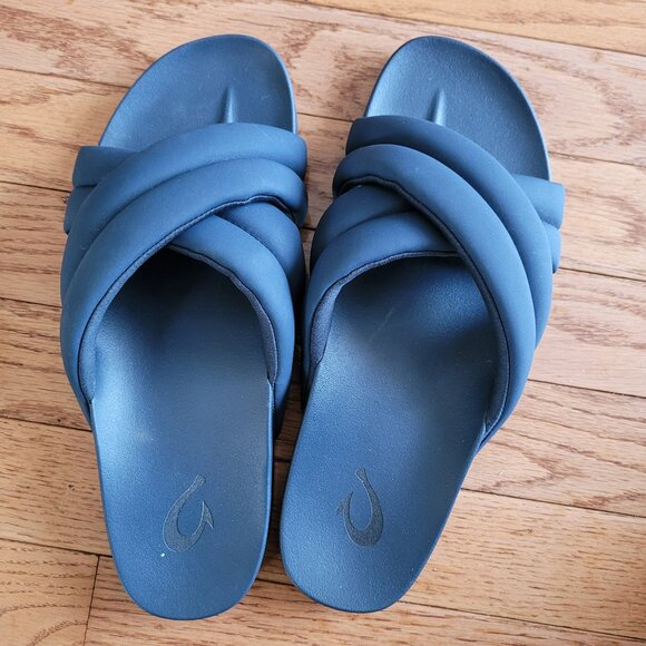 OluKai Hila Slide Sandals Puffy Slides Moonlit Ocean 9 - Picture 3 of 9